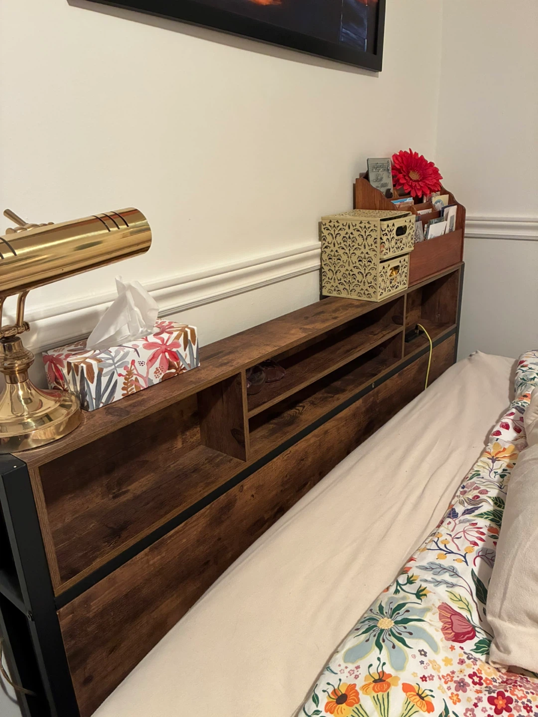 Queen Size Bed Frame with Headboard Storage - photo 5
