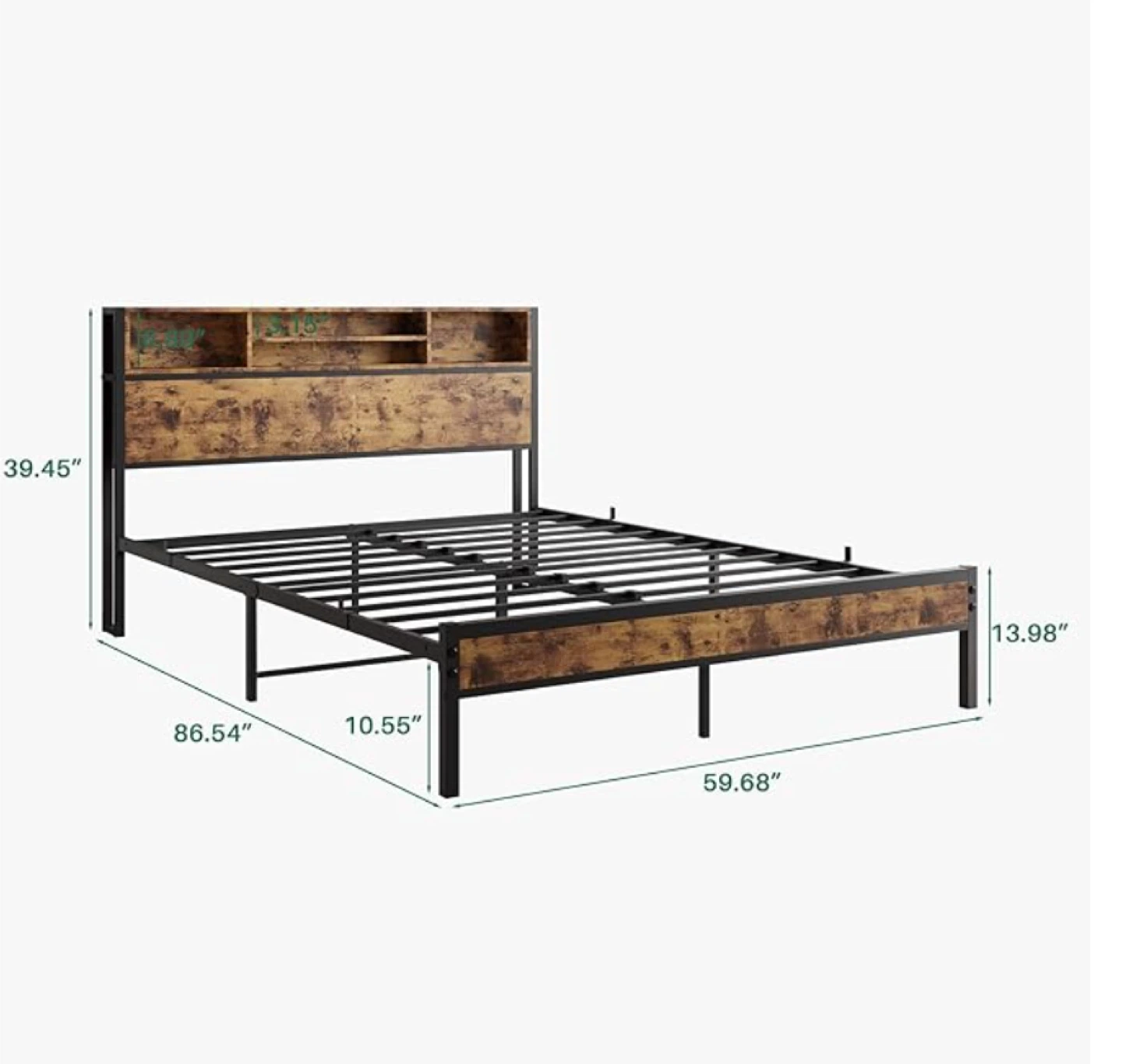 Queen Size Bed Frame with Headboard Storage - photo 2