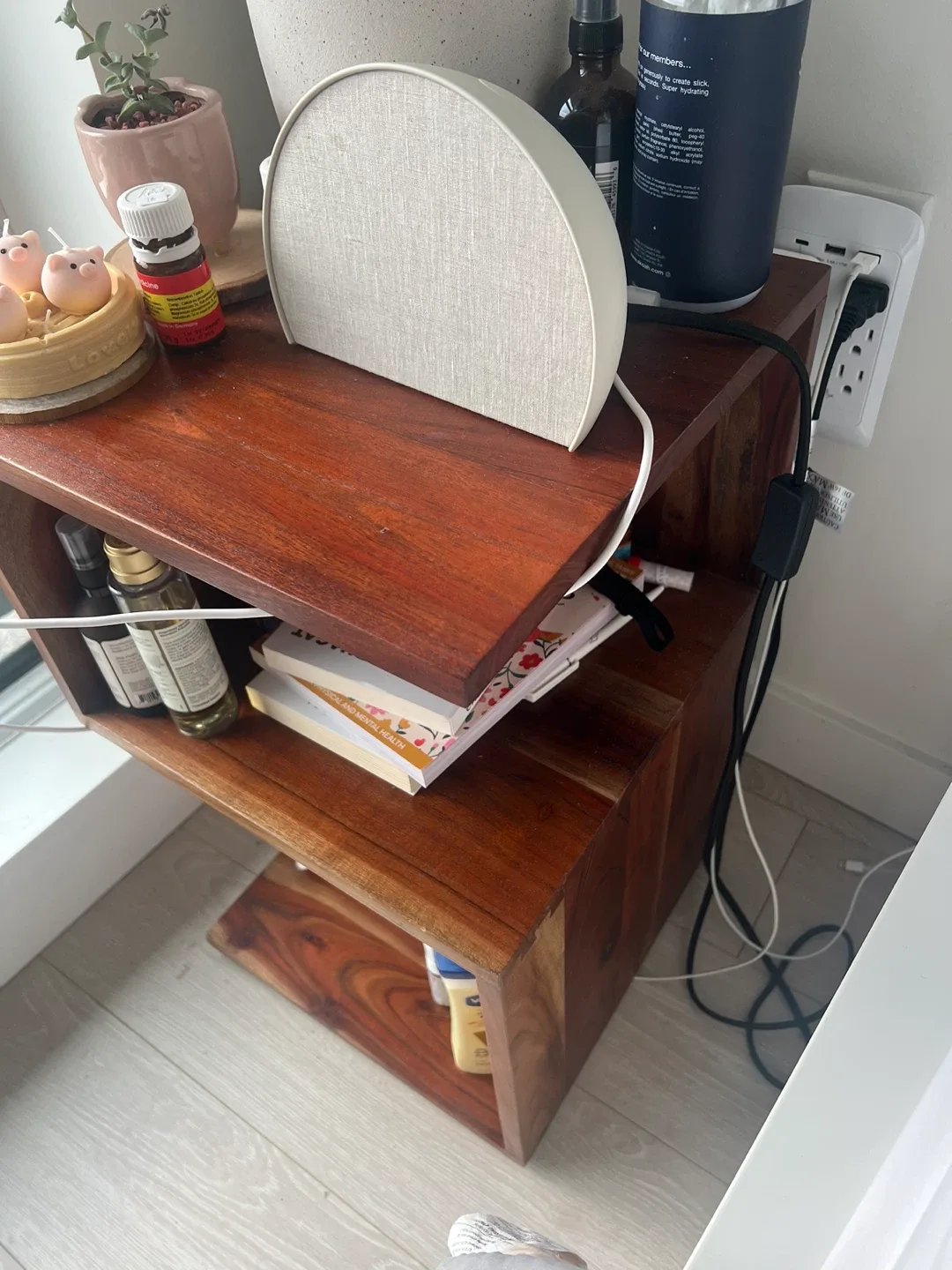 Wooden Nightstand with Shelves image indicator(3)