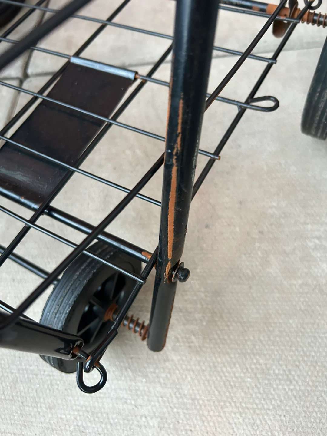 Black Metal Rolling utility granny Cart #freecycle - photo 4