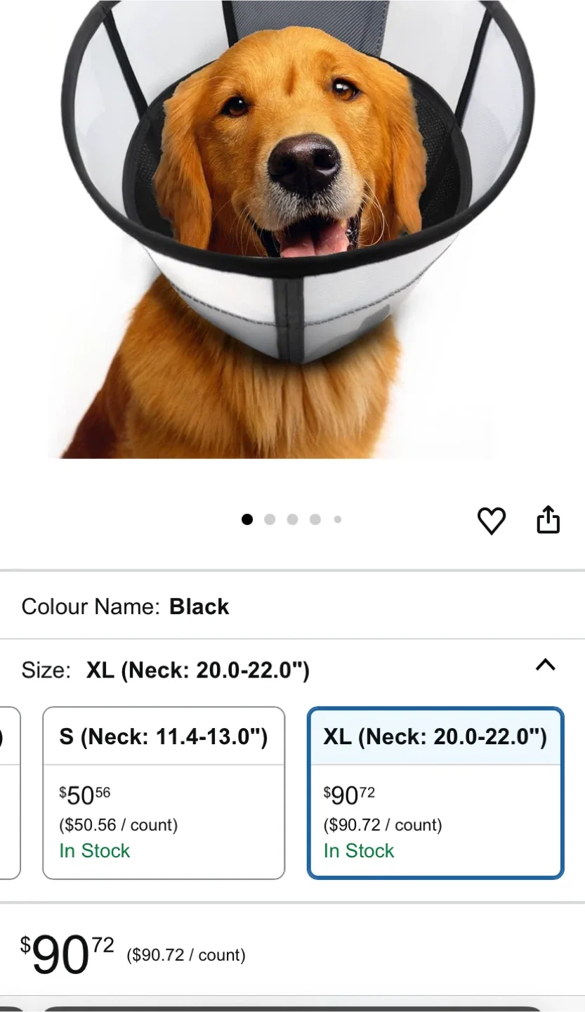 WinWeal Soft Dog Cone XL - Black thumbnail