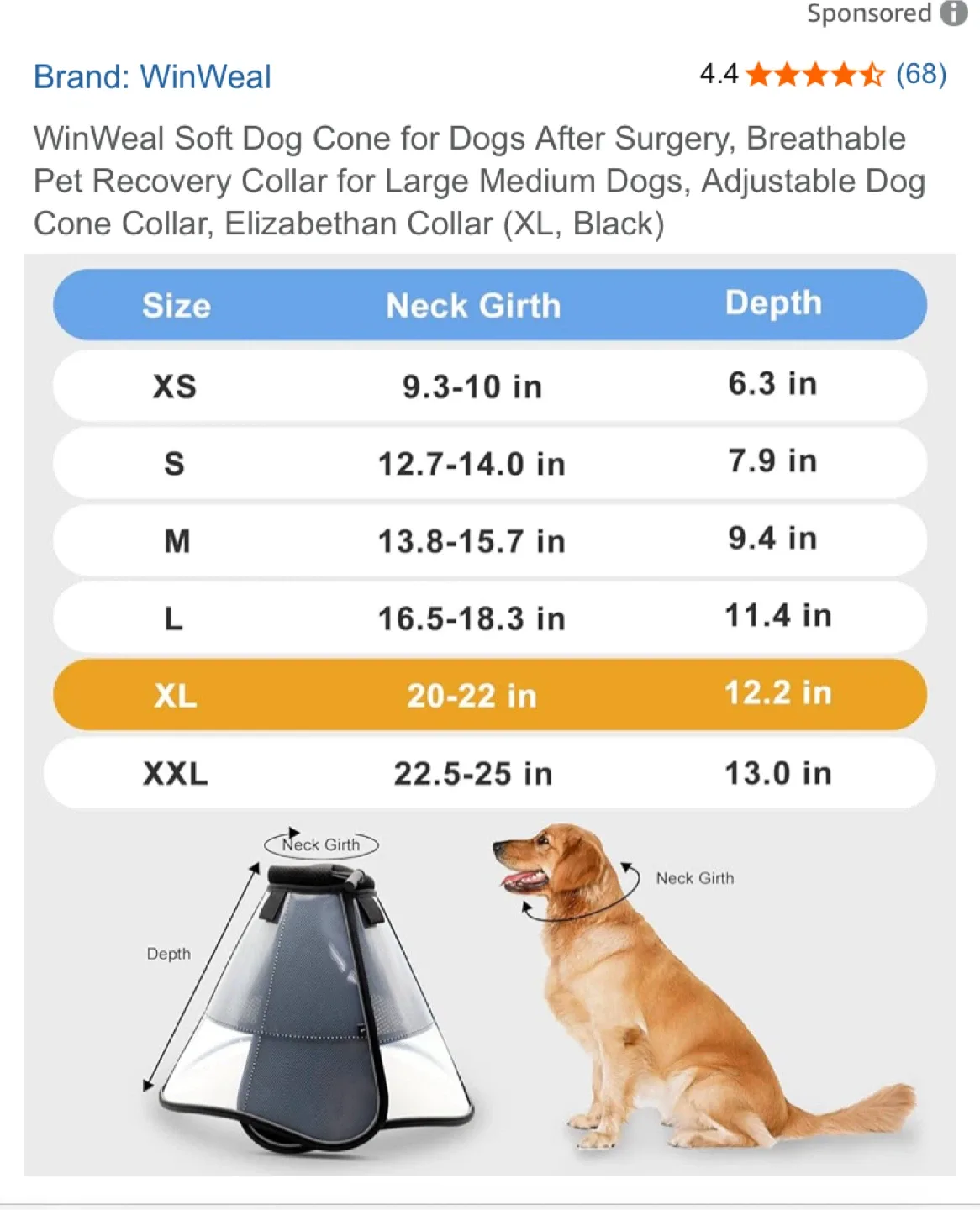 WinWeal Soft Dog Cone XL - Black image indicator(2)