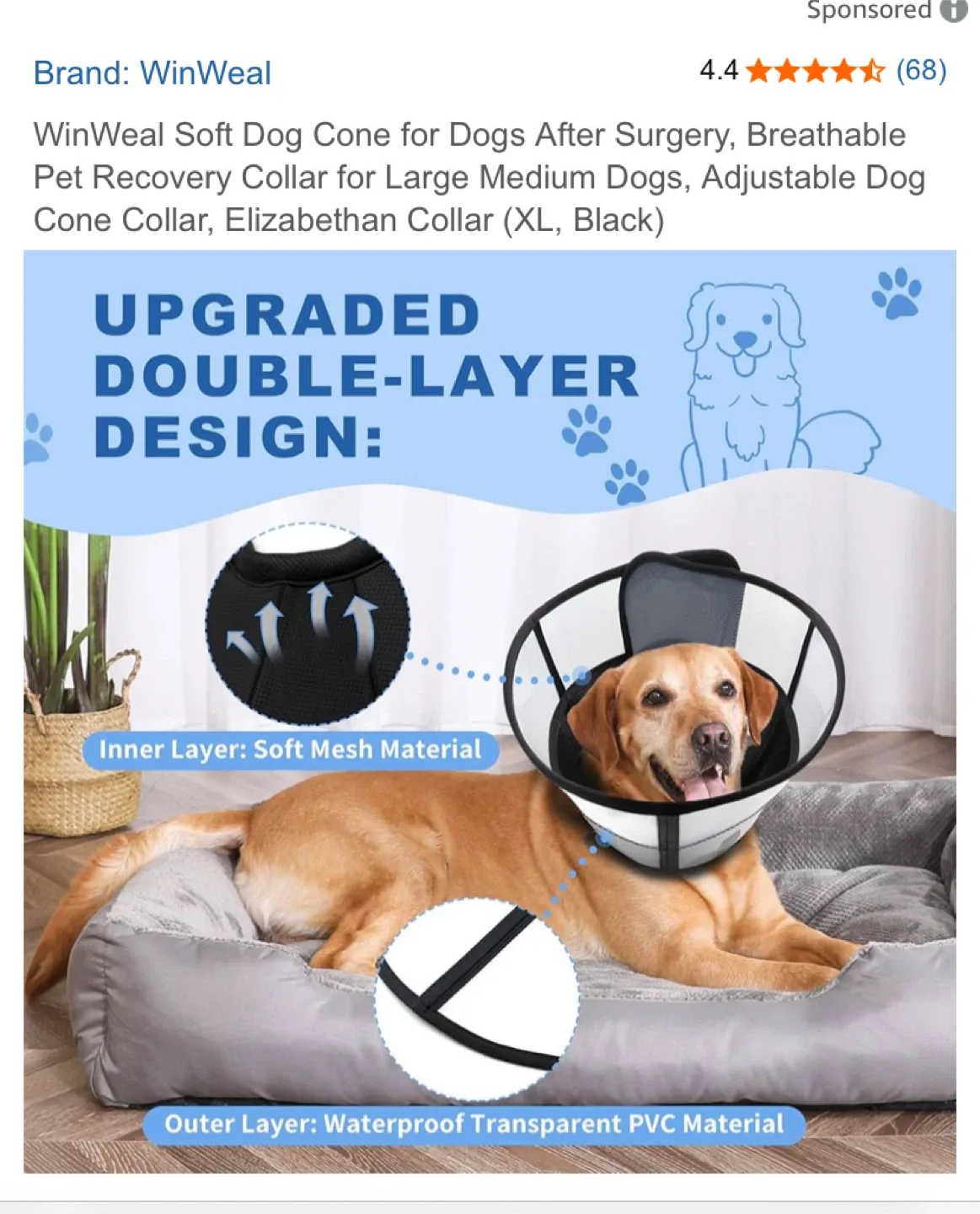 WinWeal Soft Dog Cone XL - Black image indicator(3)