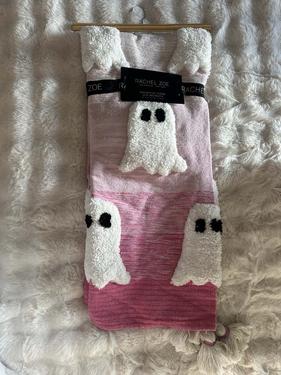 New Rachel Zoe - Pink Ghost Decorative Throw Blanket - photo 2