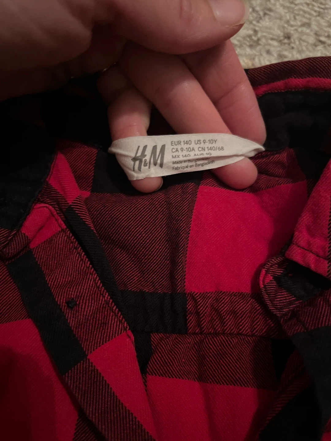 H&M Red & Black Plaid Flannel Shirt (Size 9-10Y) - photo 2