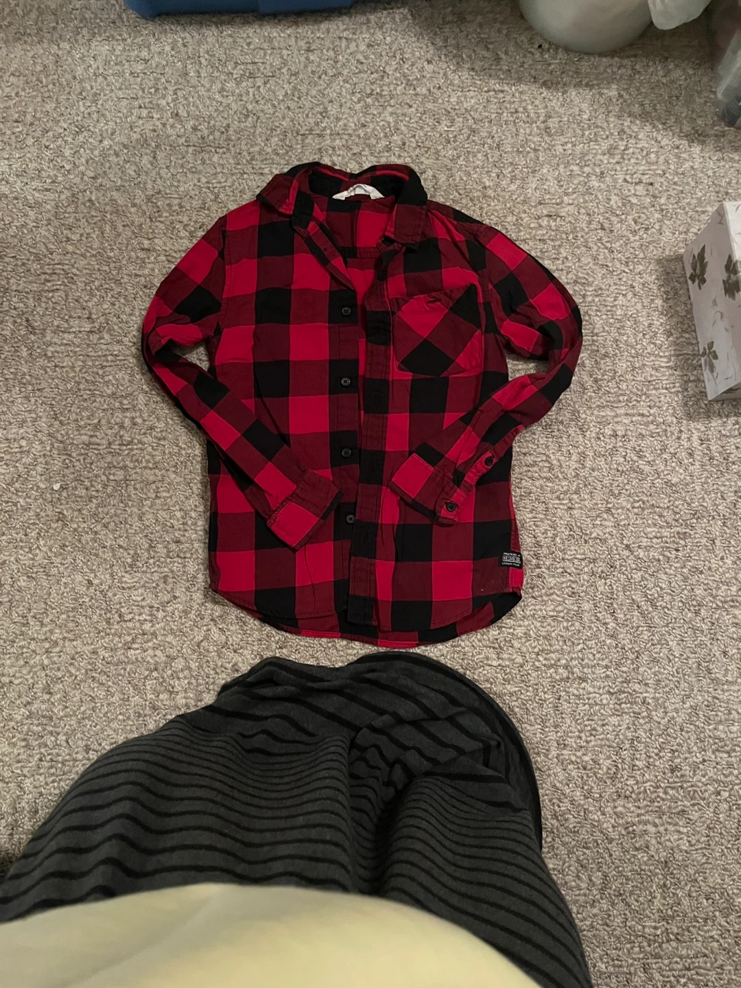 H&M Red & Black Plaid Flannel Shirt (Size 9-10Y)