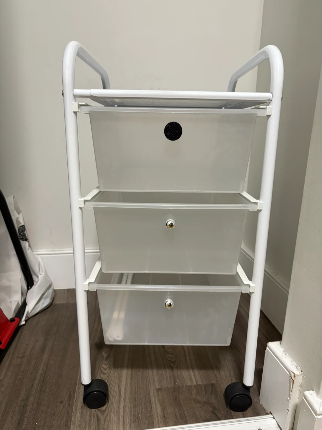 White Rolling Cart with 3 Drawers - photo 4