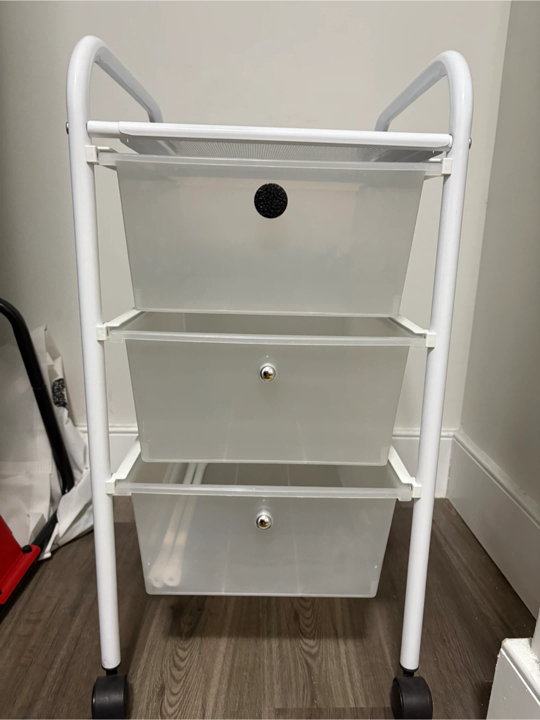 White Rolling Cart with 3 Drawers