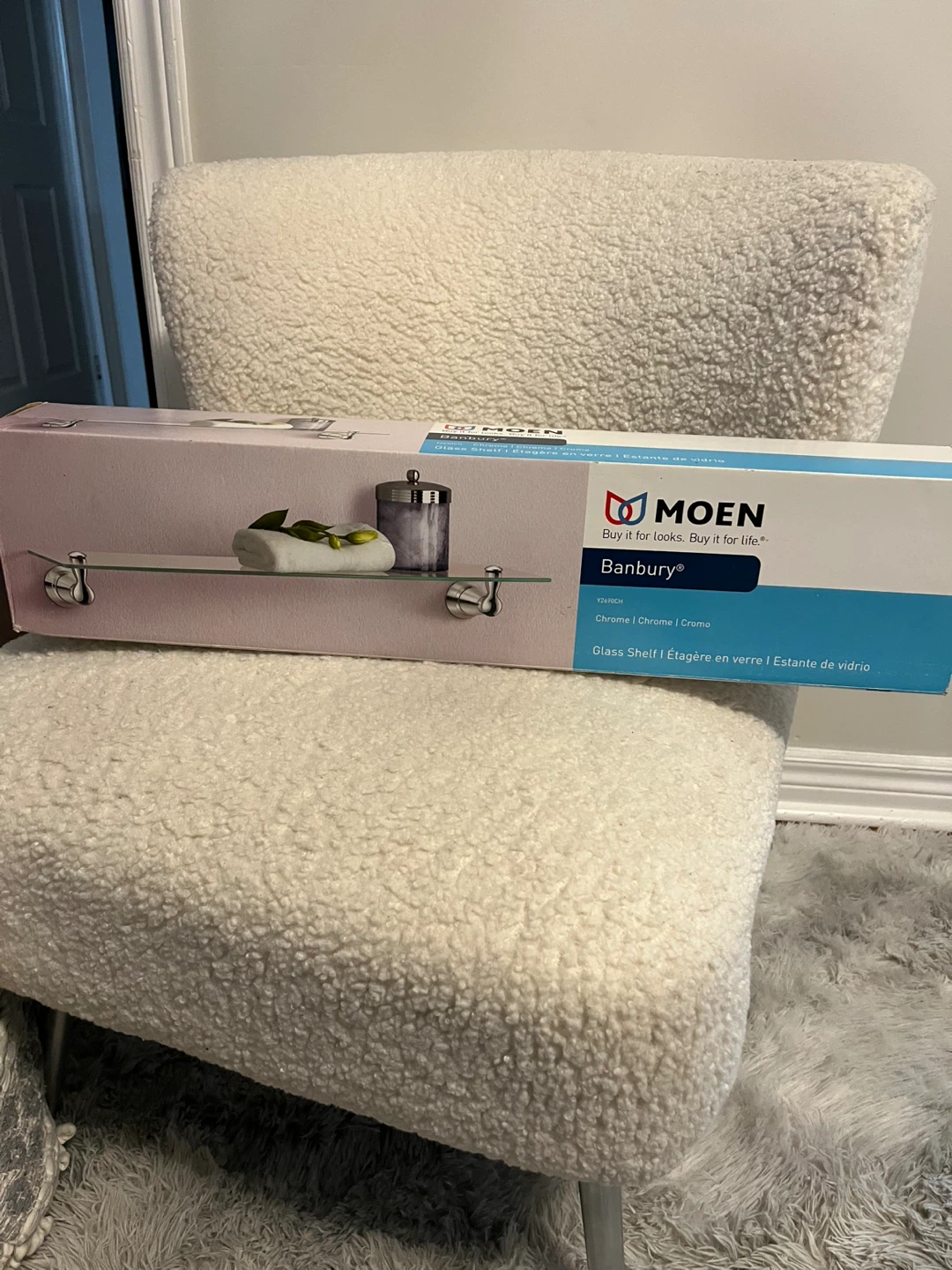 New Moen Banbury Chrome Glass Shelf