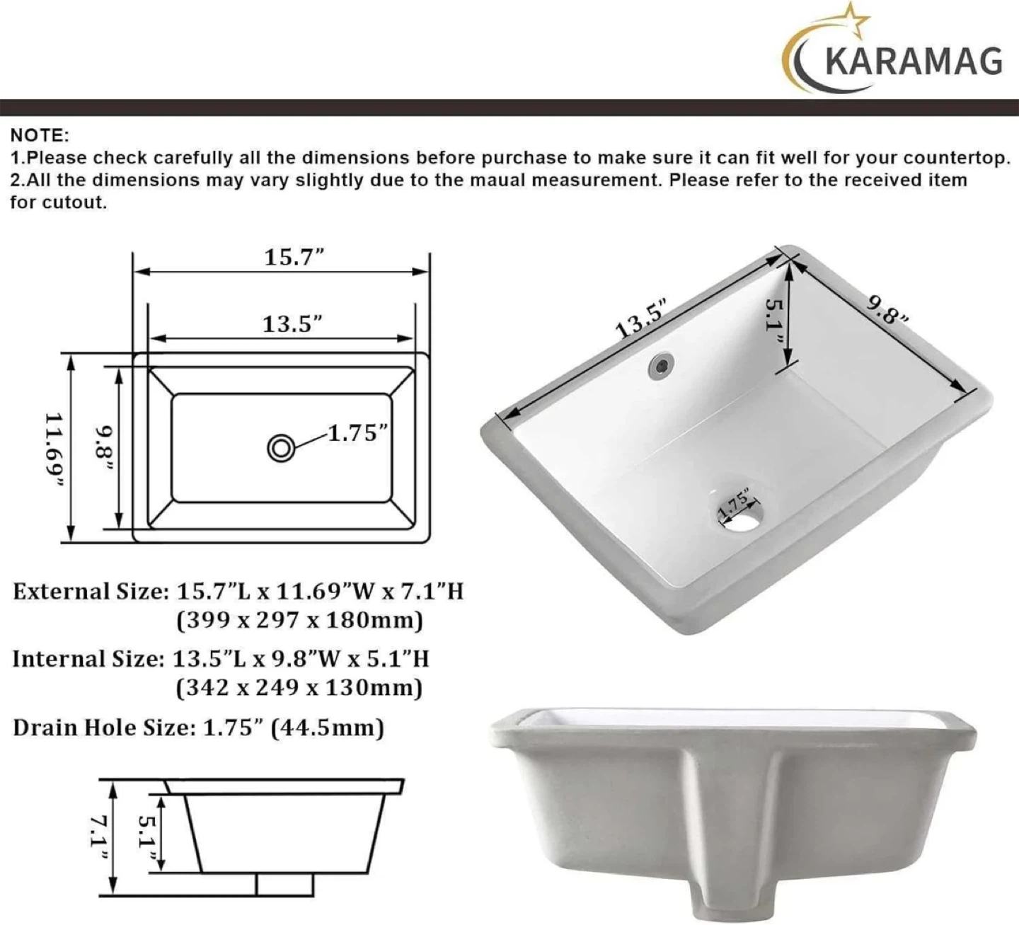 Karamag Undermount Bathroom Sink - photo 2
