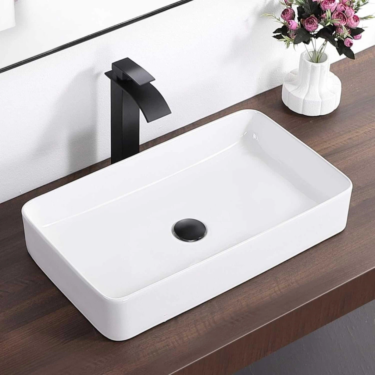 Karamag Rectangle Vessel Bathroom Sink - White