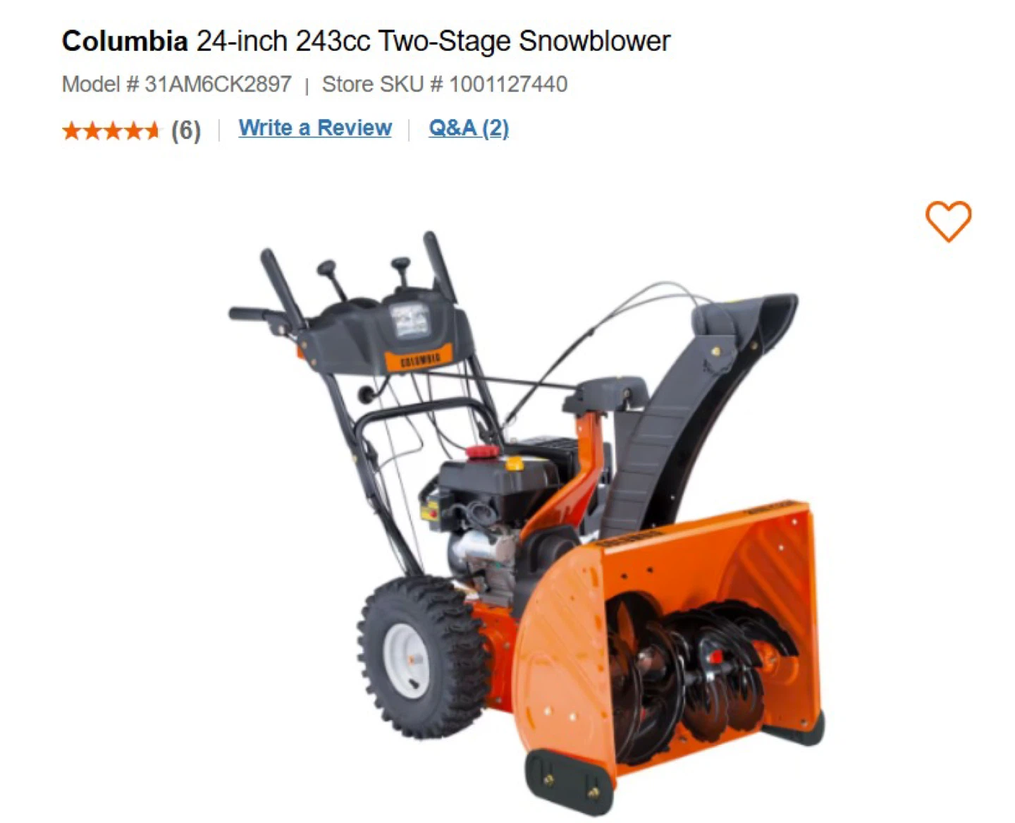 Columbia 24-inch Two-Stage Snowblower