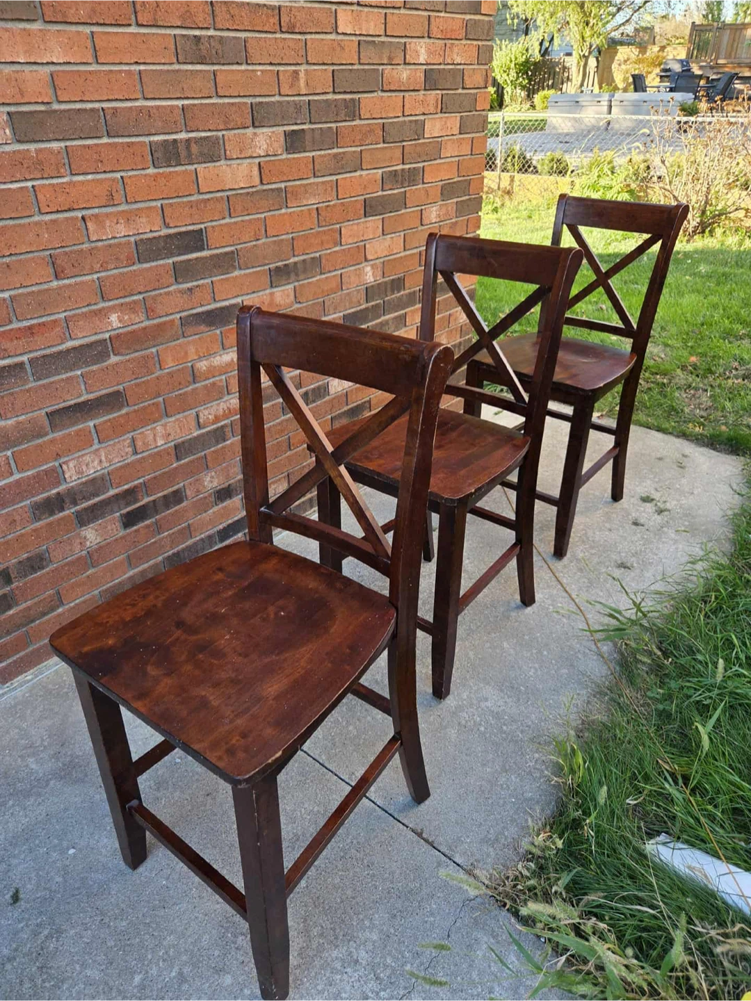 Wooden Bar Stools - Set of 3