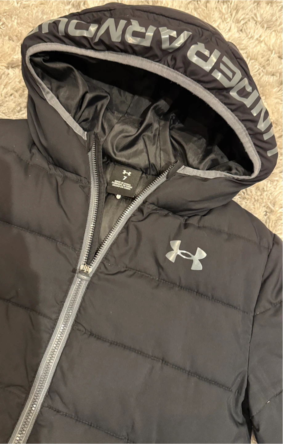 Under Armour Black Puffer Jacket - Size 7 - photo 4