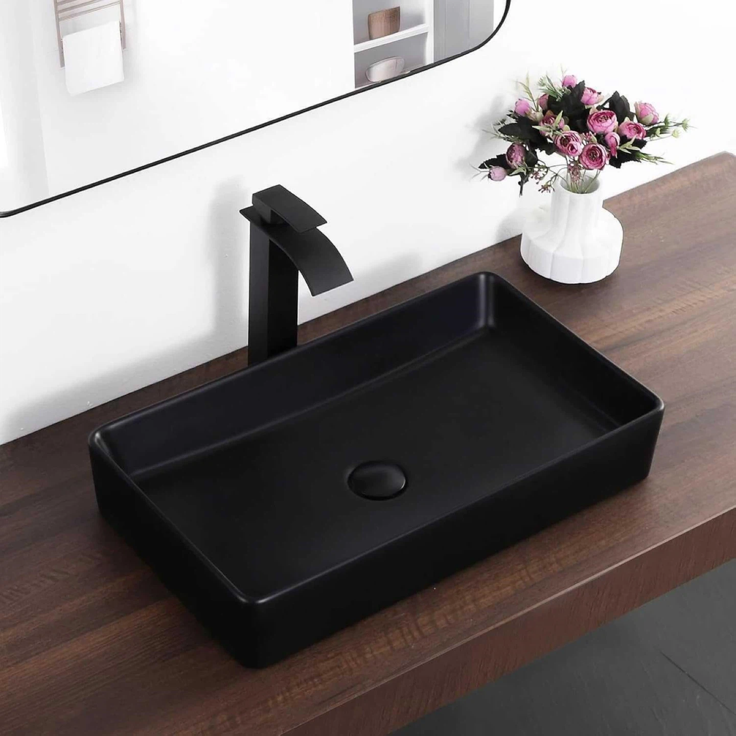 Karamag Rectangle Vessel Bathroom Sink - Black