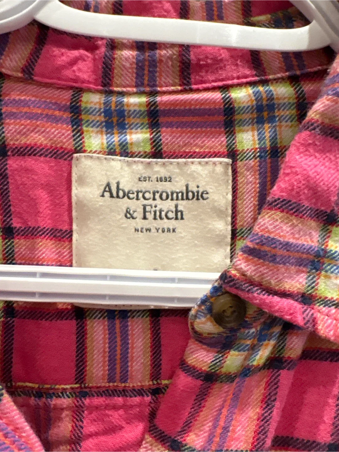 Abercrombie & Fitch Pink Plaid Flannel Shirt image indicator(2)