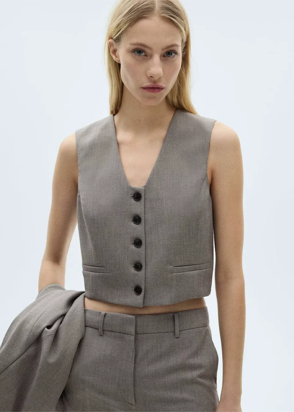 Mango MNG Suit Vest in Light Grey size L image indicator(2)