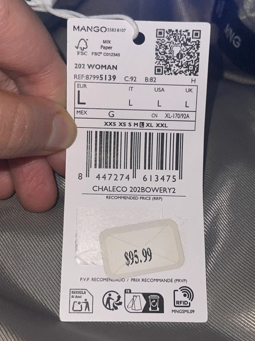 Mango MNG Suit Vest in Light Grey size L image indicator(8)