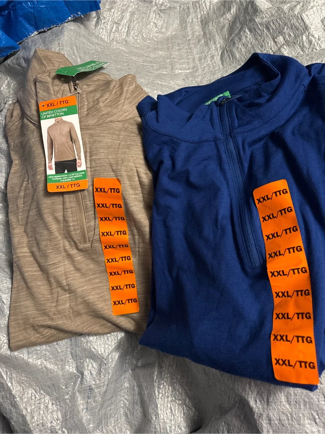 New United Colors of Benetton Merino Wool 1/4 Zip Pullover XXL thumbnail