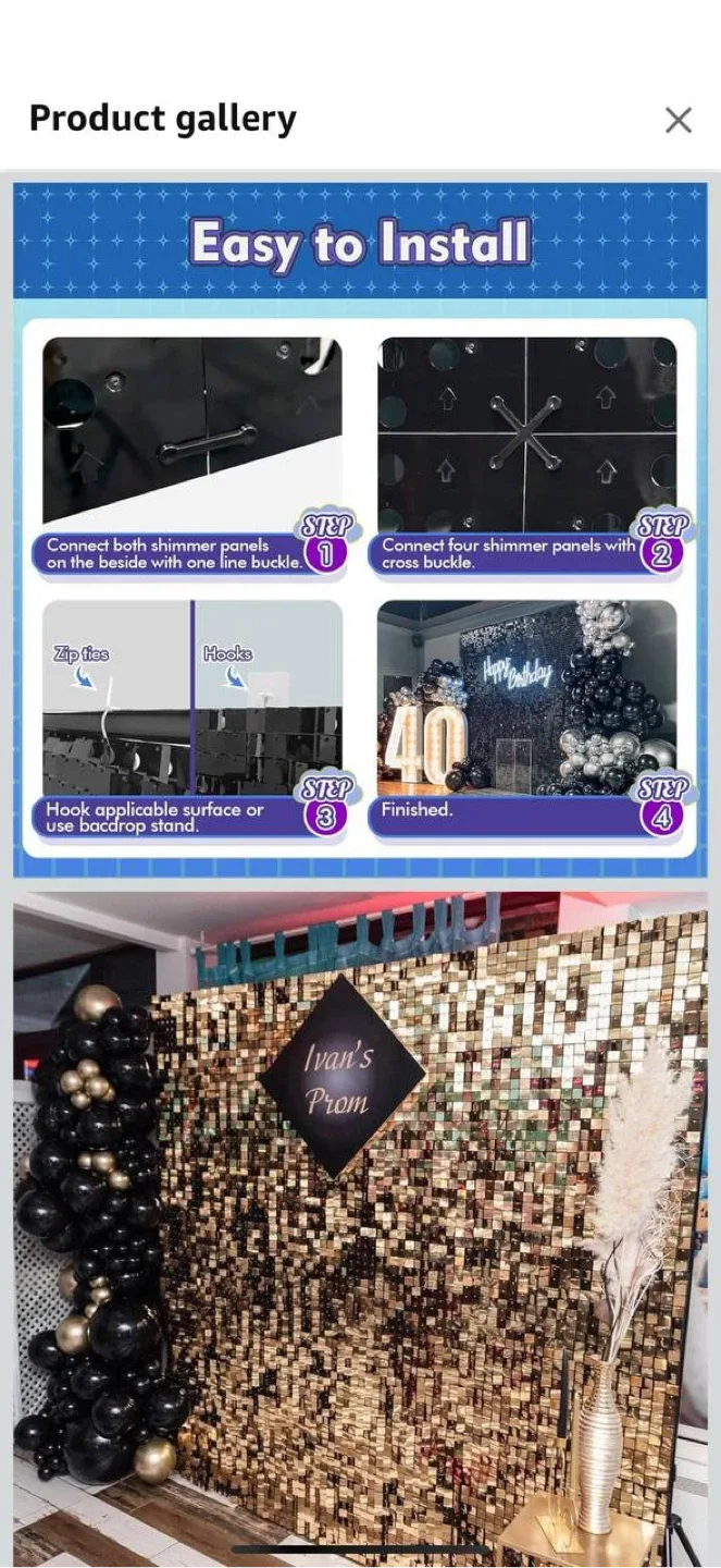 Qcity Light Gold Shimmer Wall Backdrop (36PCS) image indicator(5)