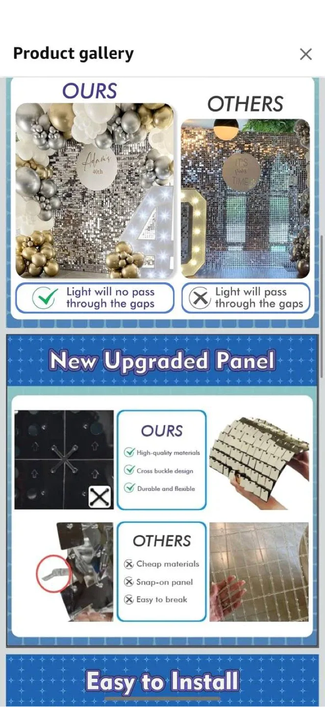 Qcity Light Gold Shimmer Wall Backdrop (36PCS) image indicator(4)