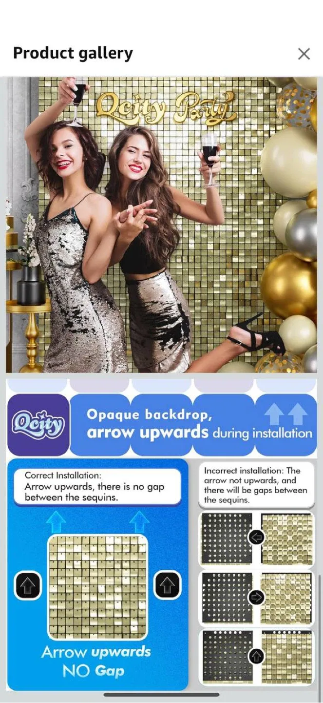 Qcity Light Gold Shimmer Wall Backdrop (36PCS) image indicator(7)