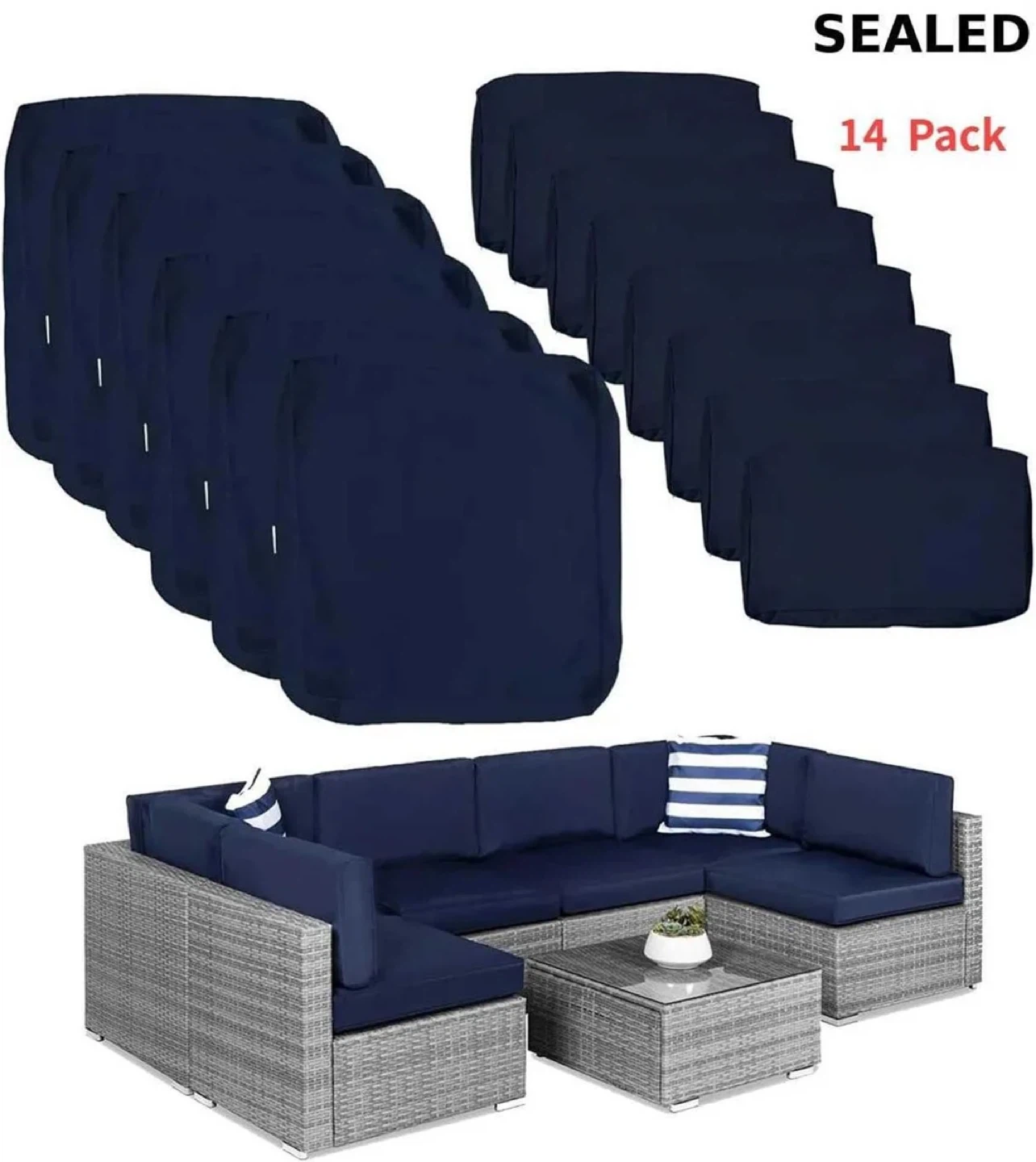 14-Pack Navy Patio Furniture Cushion Covers