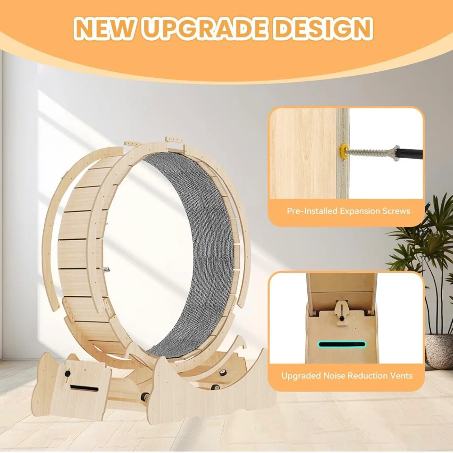 Cat Exercise Treadmill, Cat Running Wheel with Carpeted Runway image indicator(3)