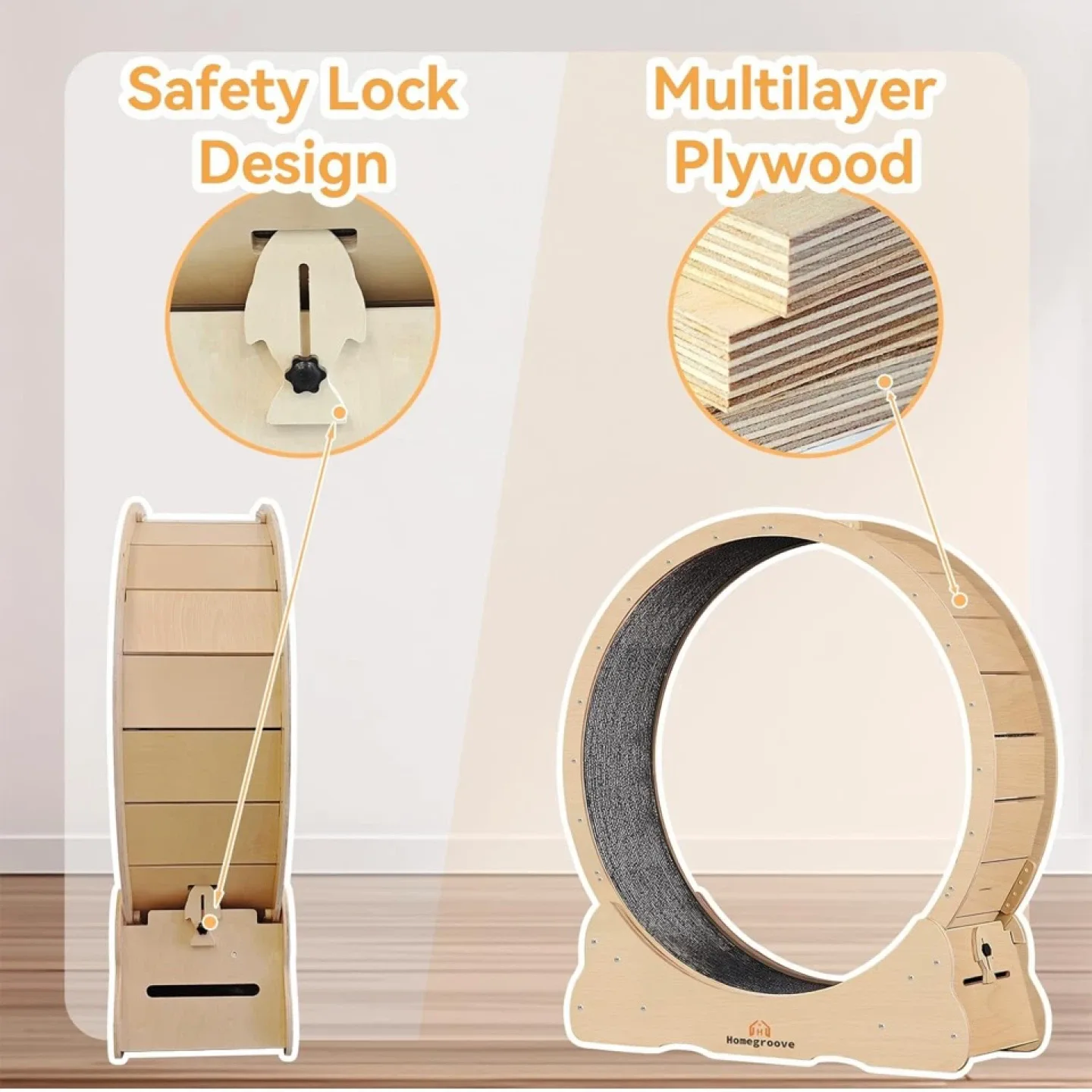 Cat Exercise Treadmill, Cat Running Wheel with Carpeted Runway image indicator(4)