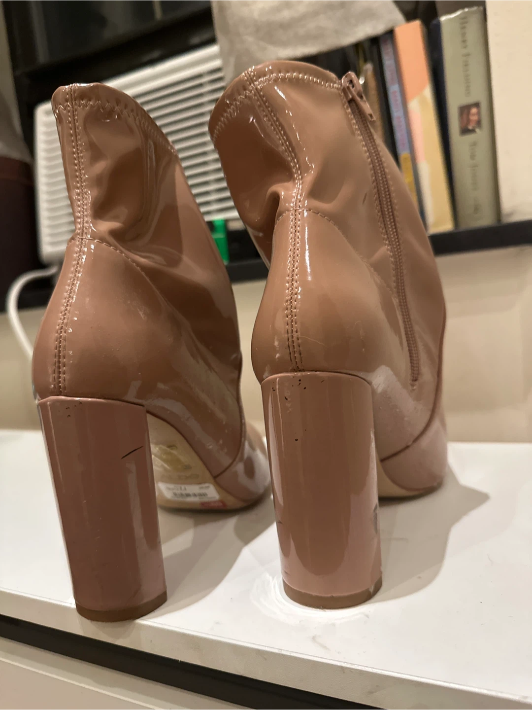 Beige Patent Leather Ankle Boots - photo 2
