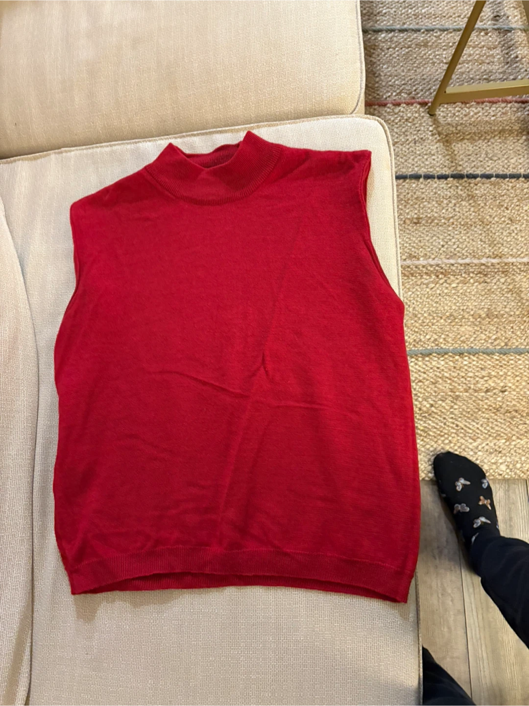 Red Sleeveless Knit Top
