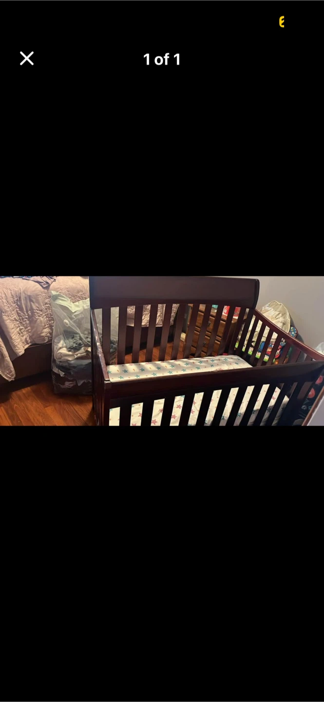 Brown Wooden Baby Crib