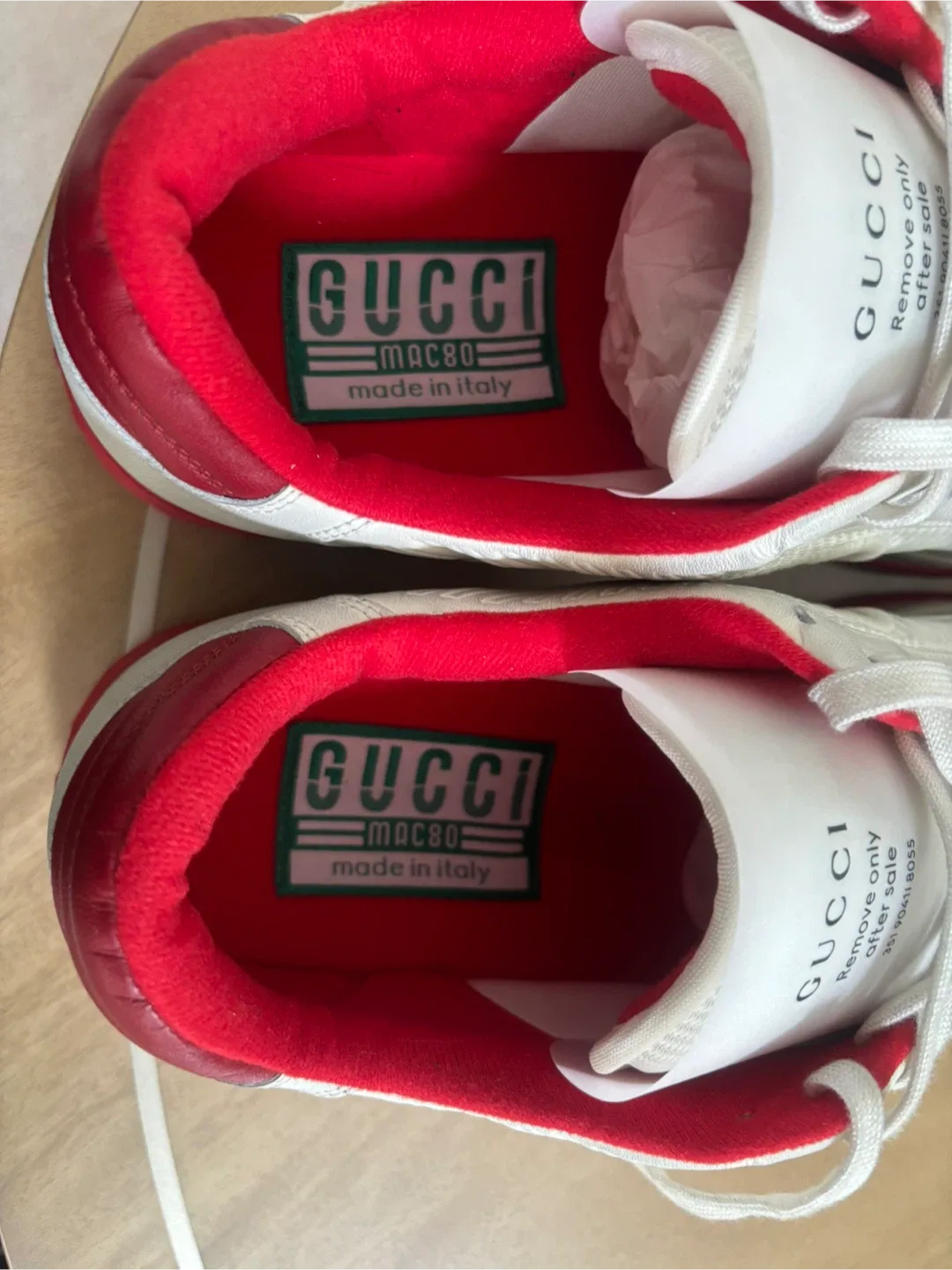 Gucci MAC80 Sneakers - Size 10 - White & Red image indicator(3)