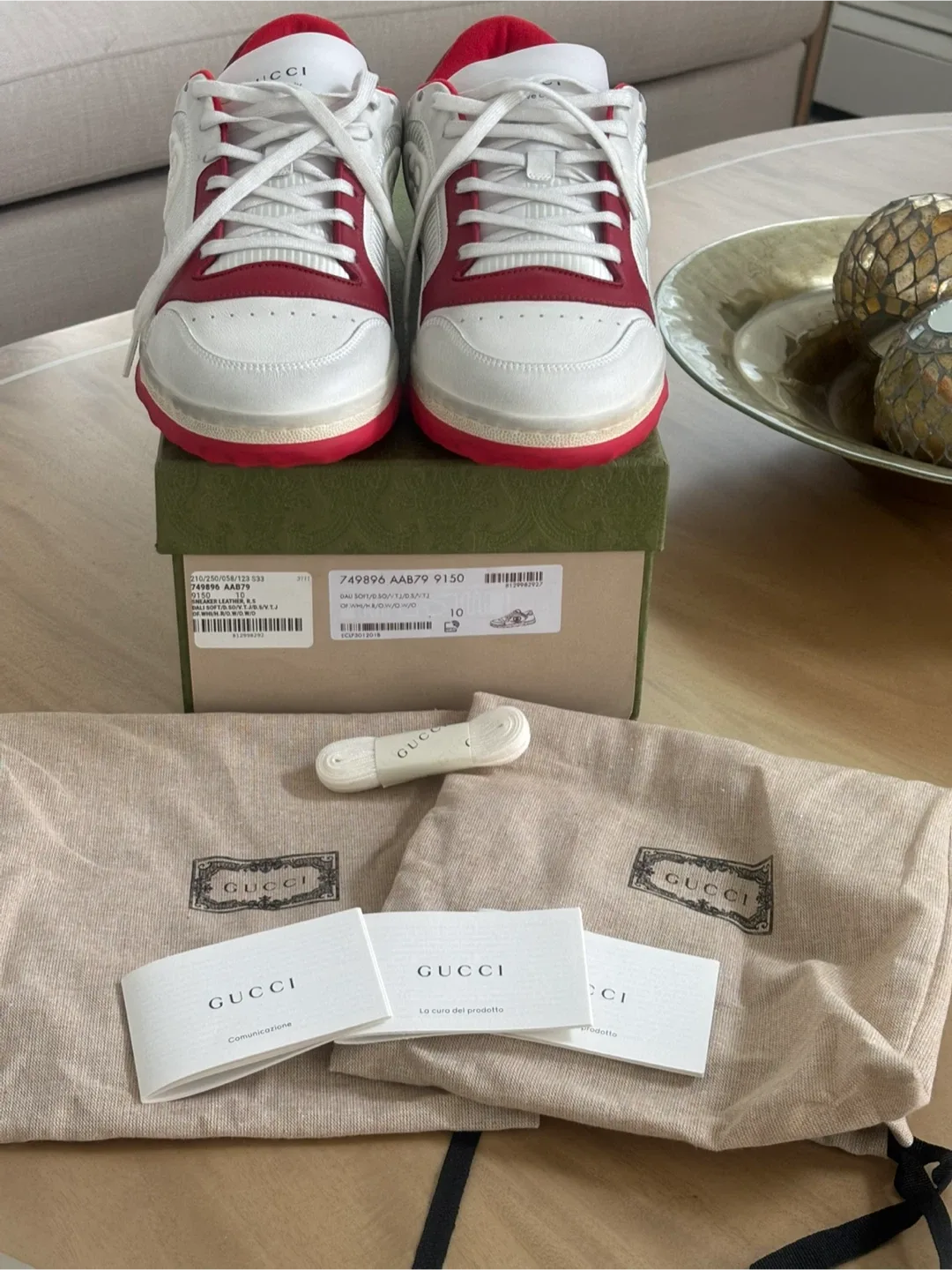 Gucci MAC80 Sneakers - Size 10 - White & Red image indicator(5)