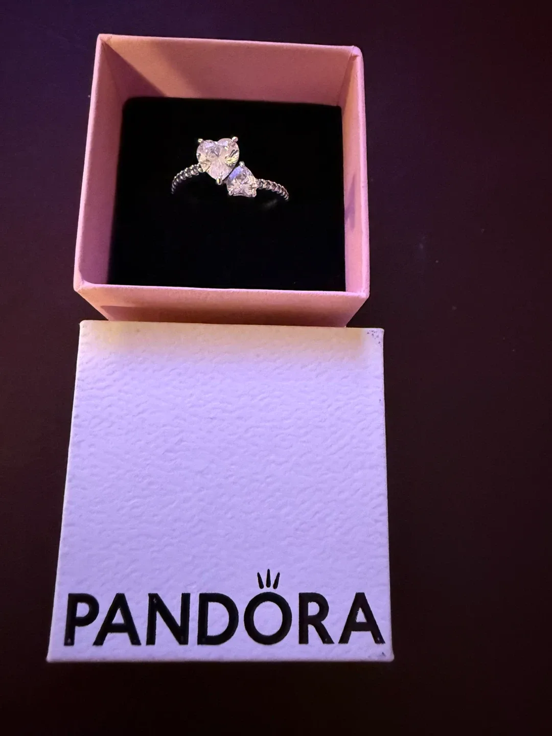 Pandora Double Heart Sparkling Ring image indicator(2)