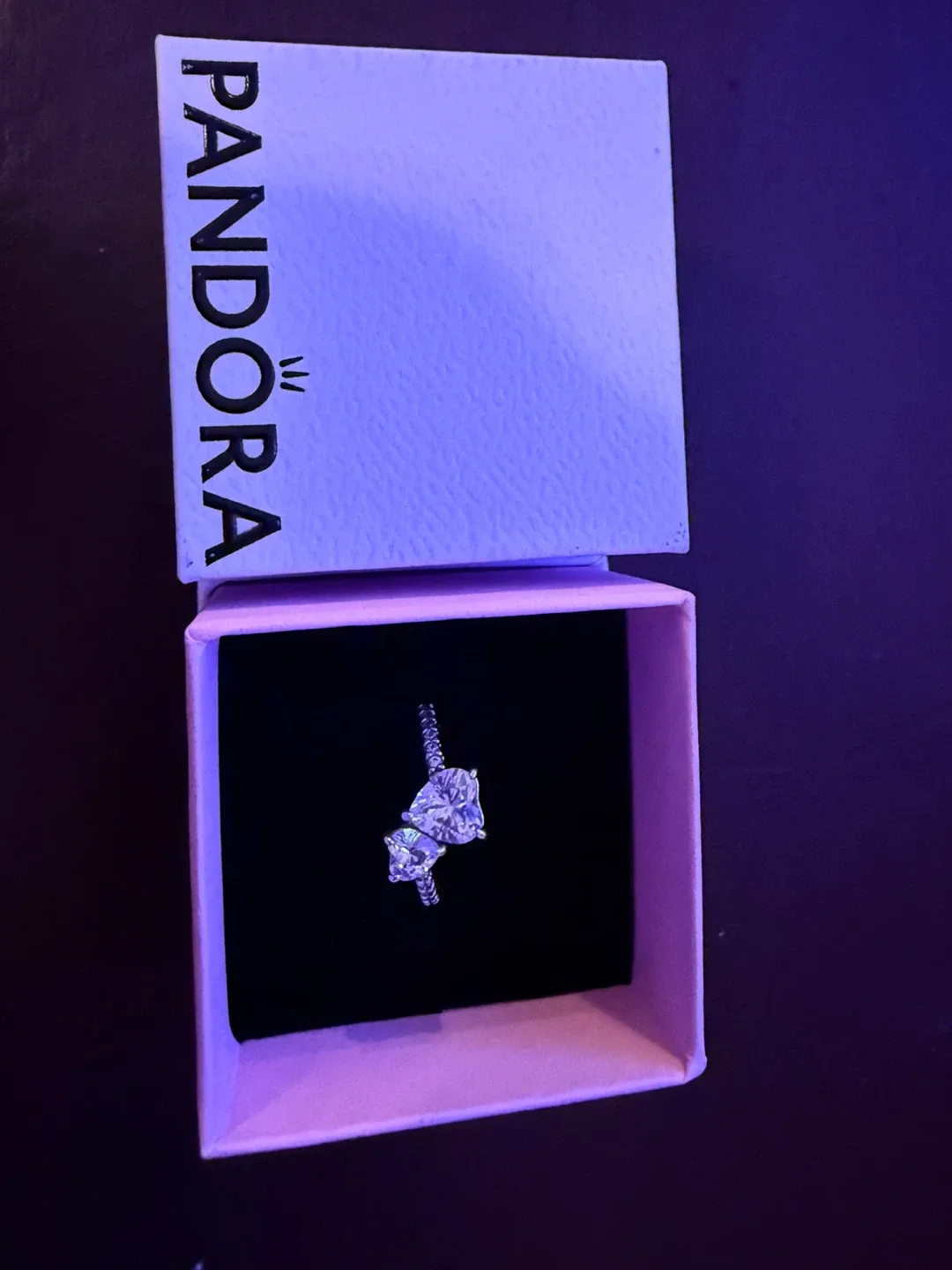 Pandora Double Heart Sparkling Ring image indicator(4)