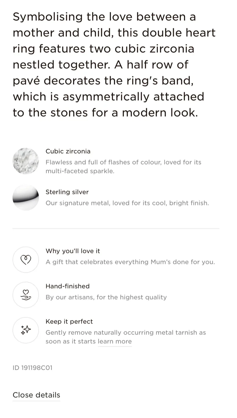 Pandora Double Heart Sparkling Ring image indicator(6)