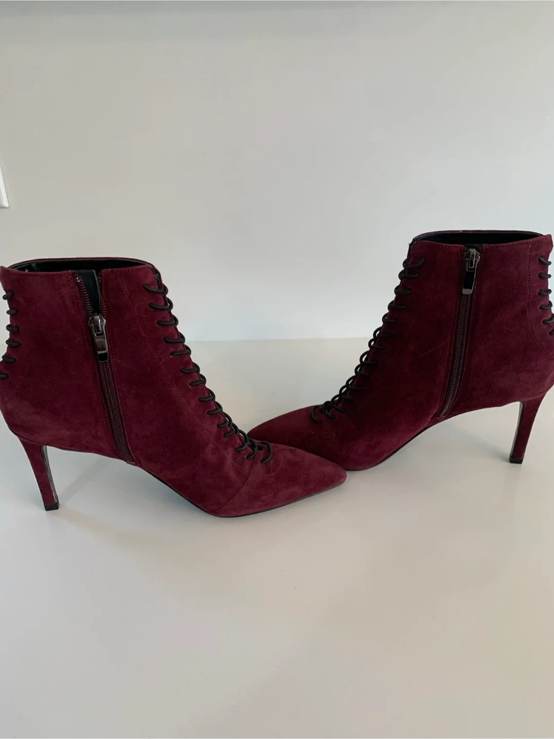 Kendall and Kylie Burgundy Suede Lace-Up Booties, Size 8.5 image indicator(3)