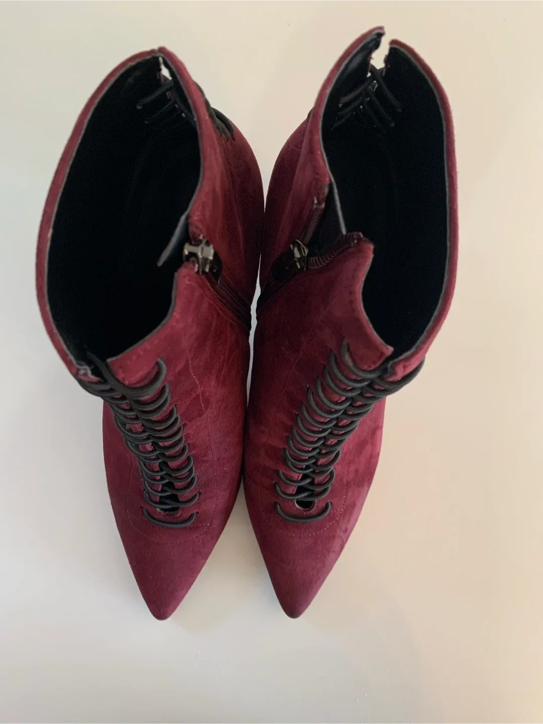 Kendall and Kylie Burgundy Suede Lace-Up Booties, Size 8.5 image indicator(2)