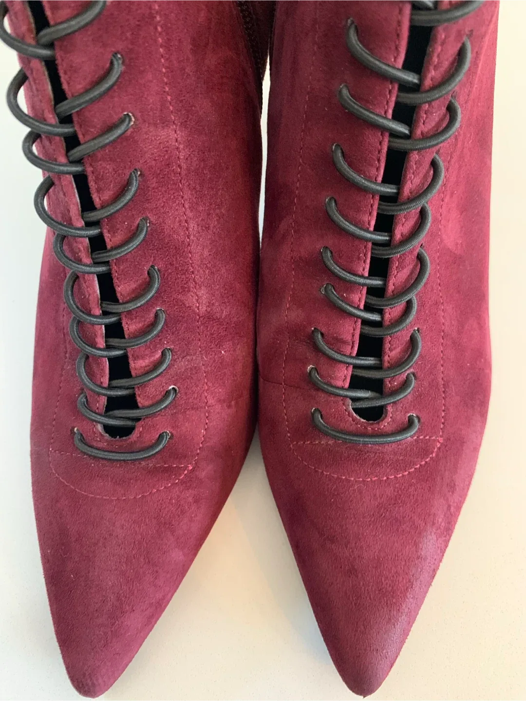 Kendall and Kylie Burgundy Suede Lace-Up Booties, Size 8.5 thumbnail