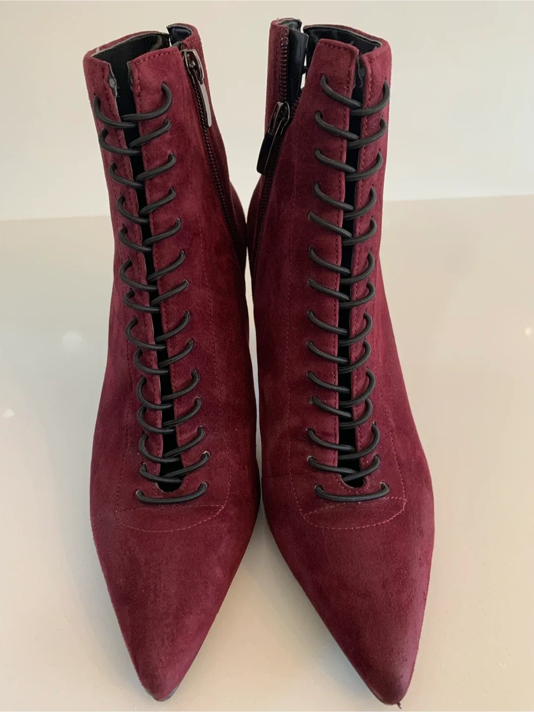 Kendall and Kylie Burgundy Suede Lace-Up Booties, Size 8.5 image indicator(8)