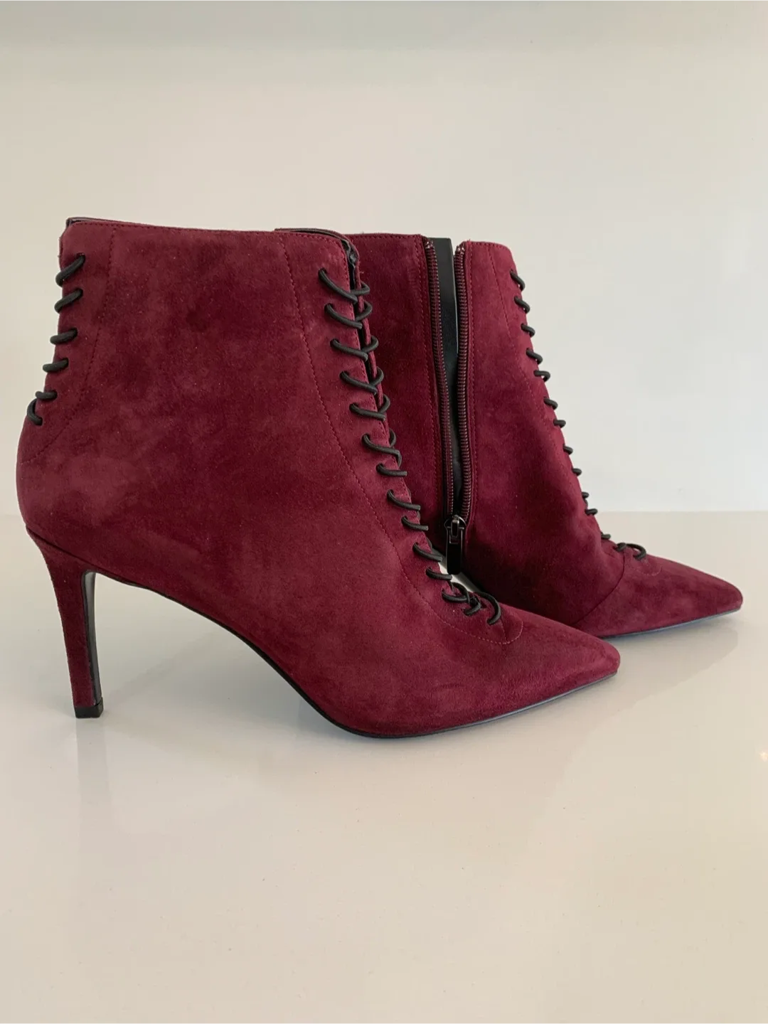 Kendall and Kylie Burgundy Suede Lace-Up Booties, Size 8.5 image indicator(10)