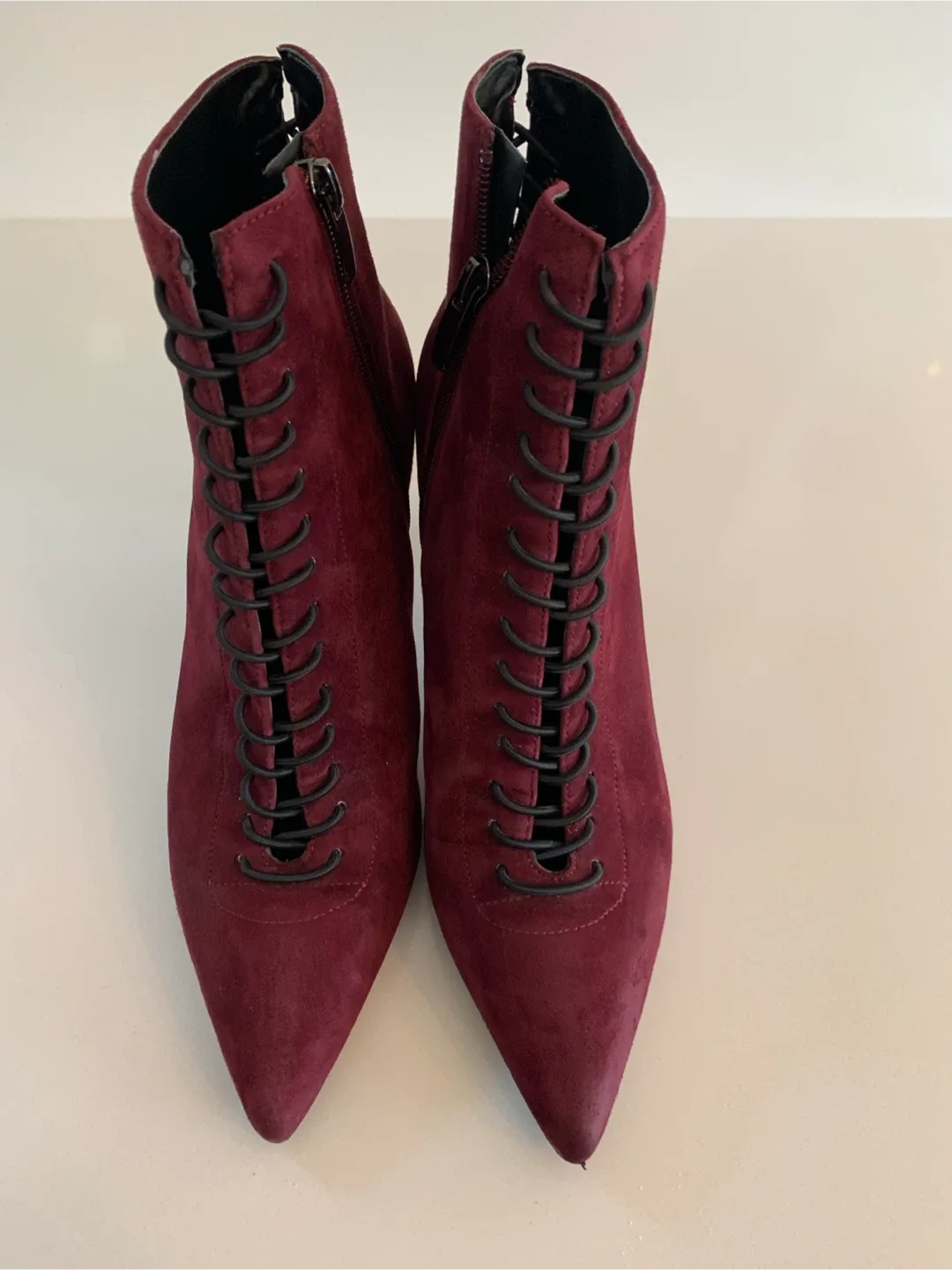 Kendall and Kylie Burgundy Suede Lace-Up Booties, Size 8.5 image indicator(9)