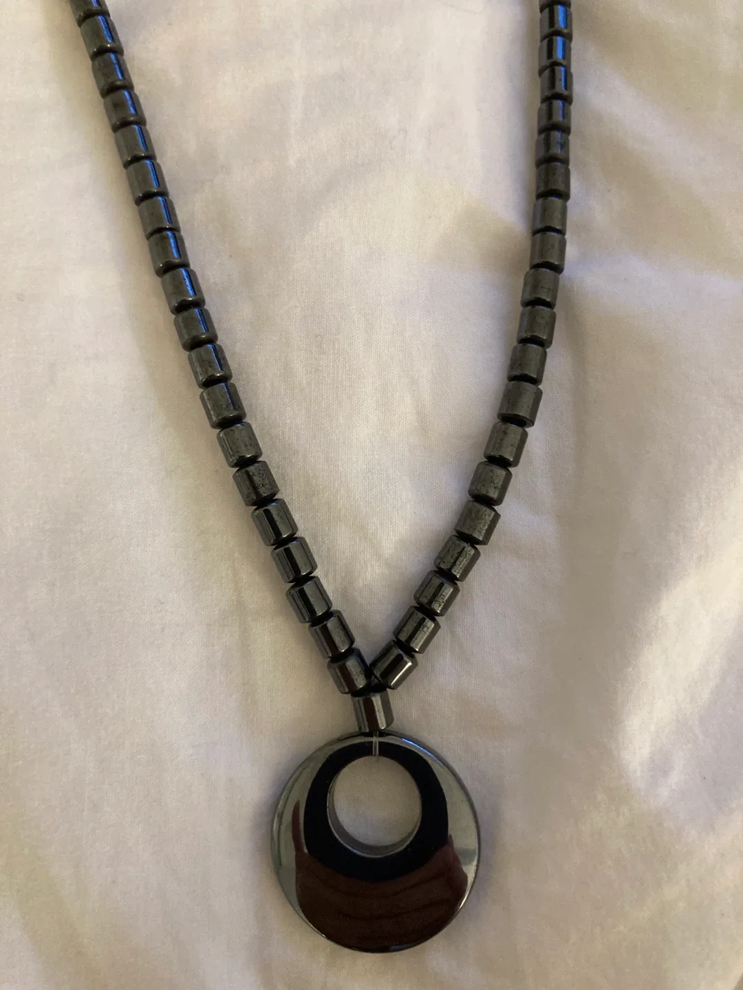 Hematite Necklace with Round Pendant thumbnail