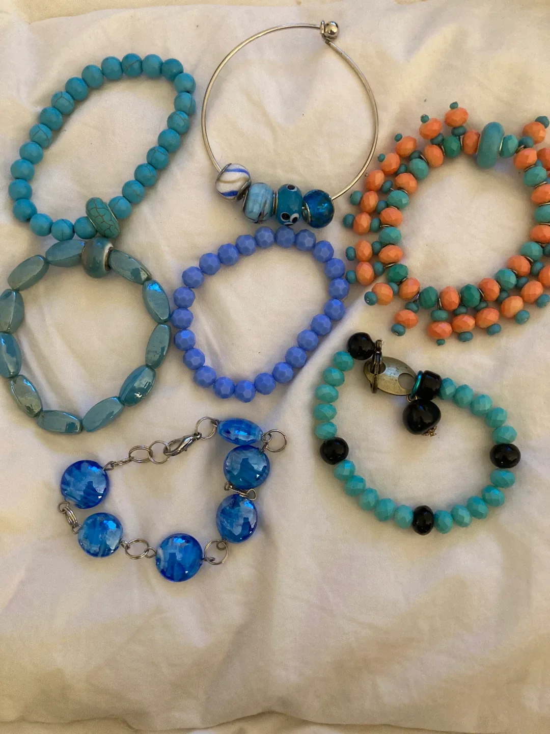 Assorted Beaded Bracelets - Blue, Orange, Turquoise thumbnail