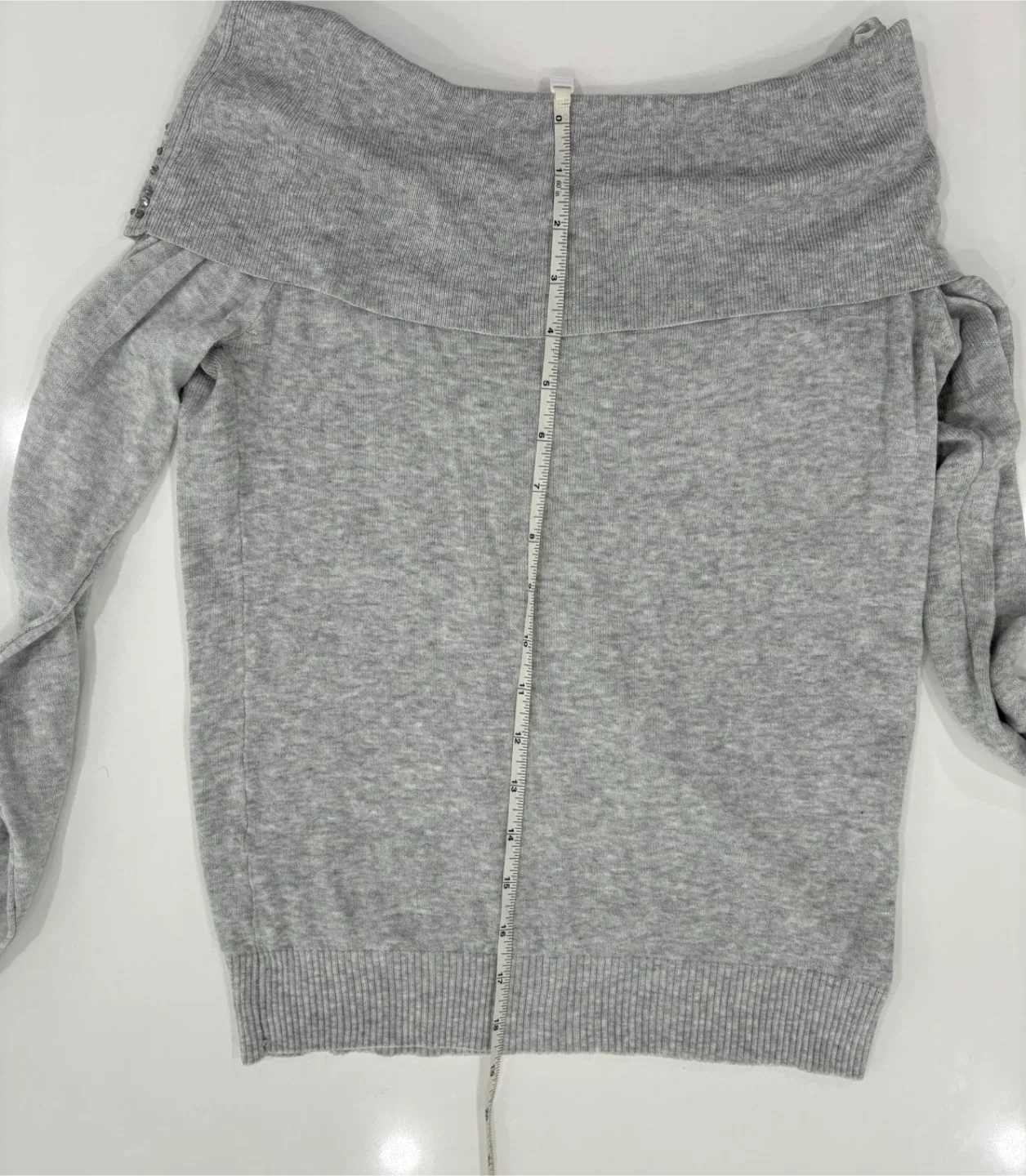 Grey Embellished Off-Shoulder Sweater - S/M image indicator(6)