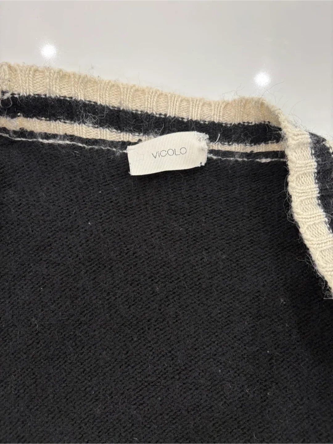 VICOLO Black & White Knit Cardigan image indicator(5)