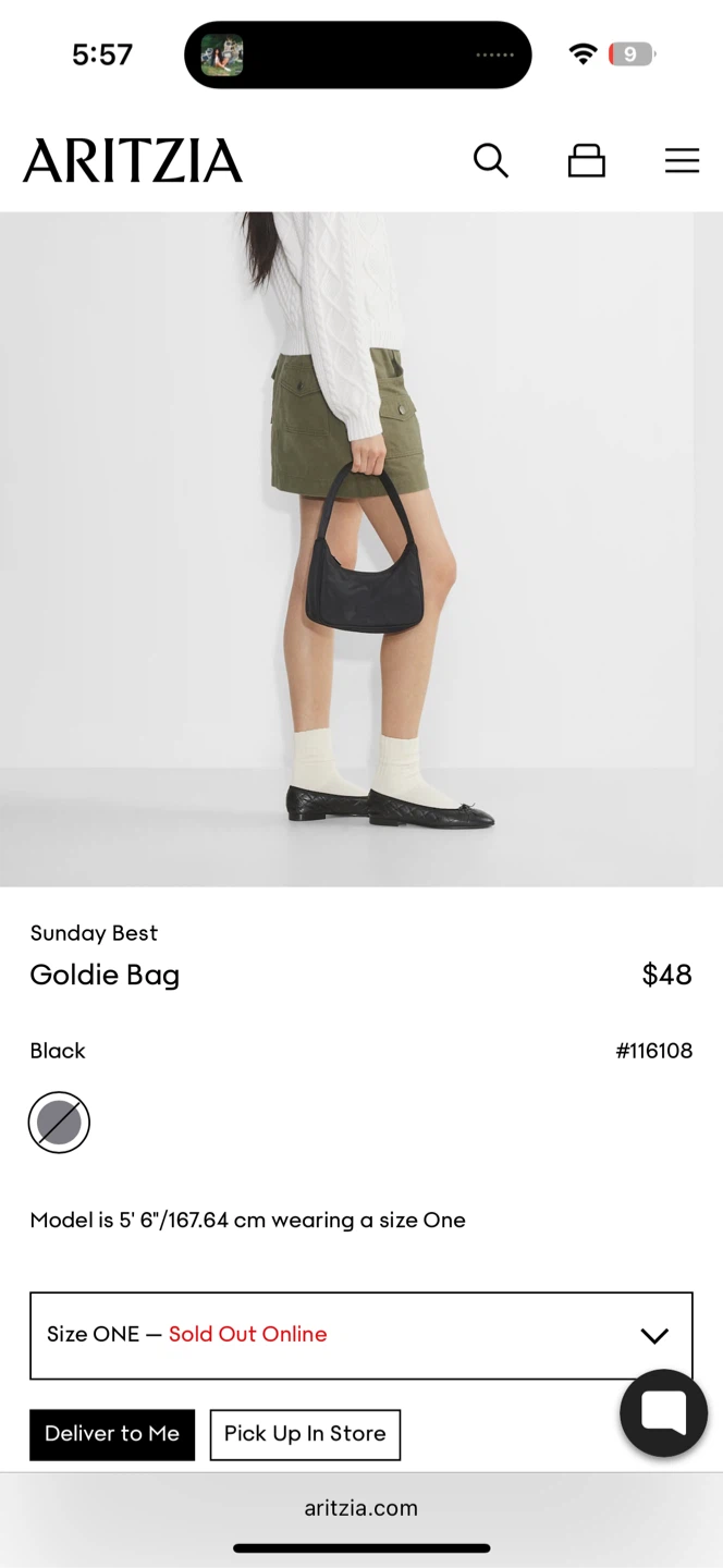 Aritzia Sunday Best Goldie Bag - Black - photo 3
