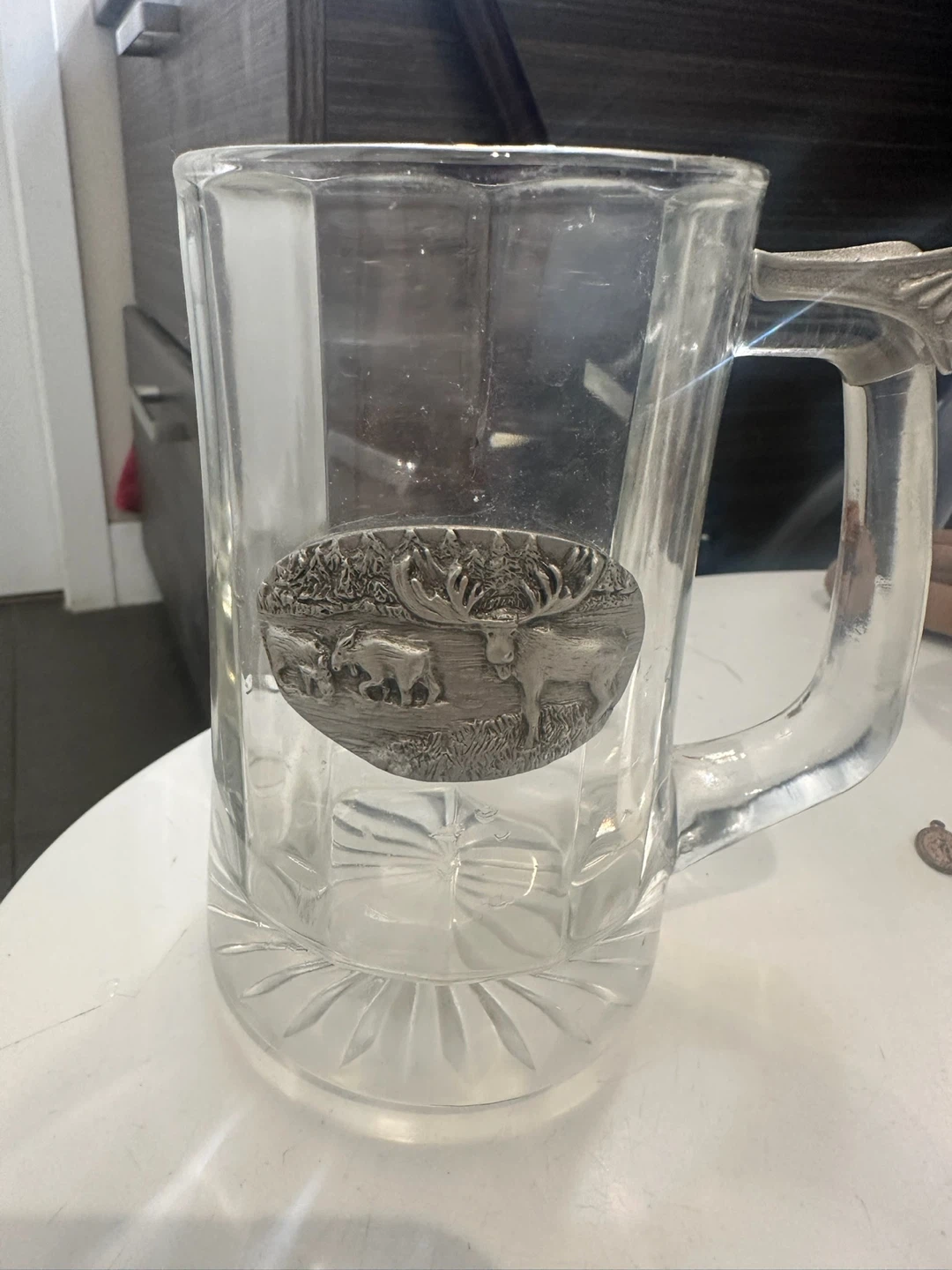Vintage x 3 Glass Beer Mugs with Wildlife Emblems - Set of 2 - photo 2