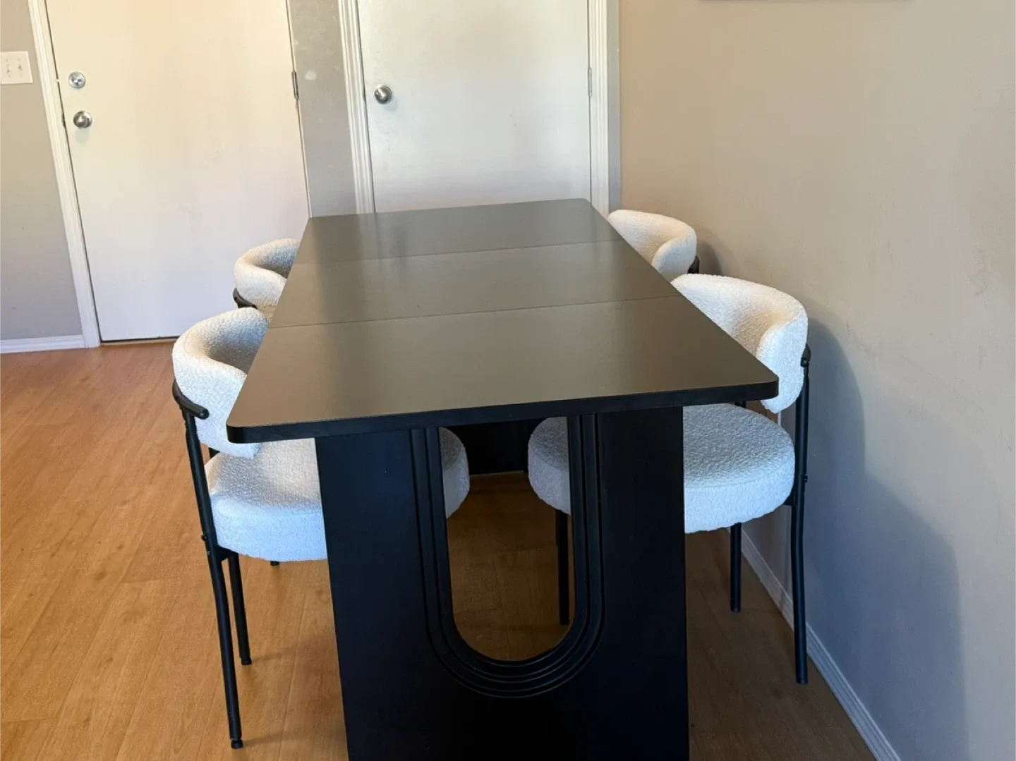 Set of 4 Boucle Dining Chairs - Ivory White image indicator(2)